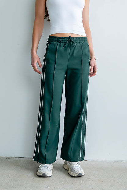 Emily Striped Wide Leg Pants in Green