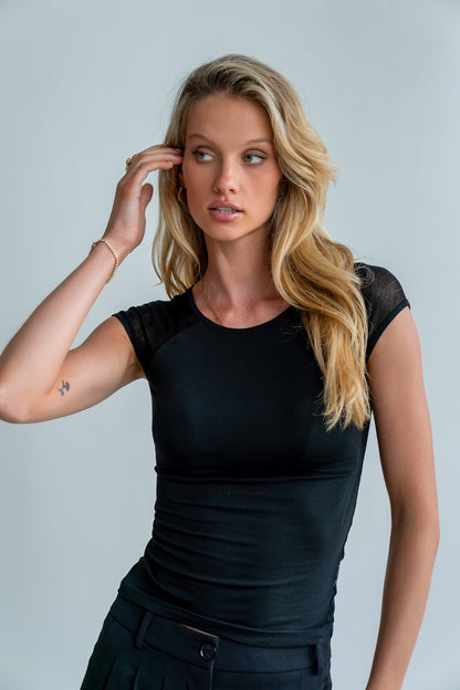 Brandy Mesh Top in Black - FINAL SALE