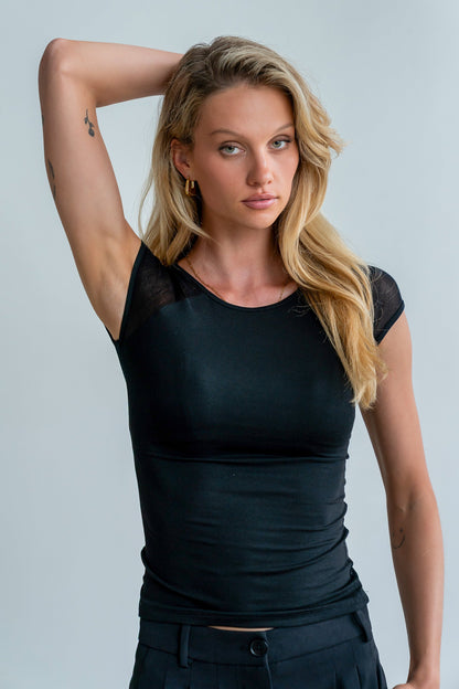 Brandy Mesh Top in Black - FINAL SALE