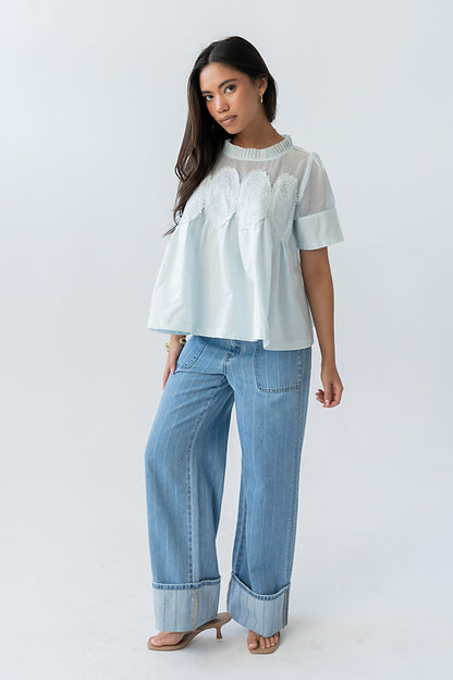 Estelle Mesh Top in Light Blue