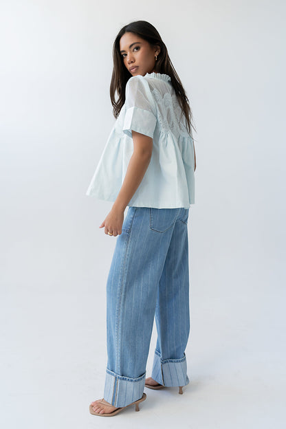 Estelle Mesh Top in Light Blue