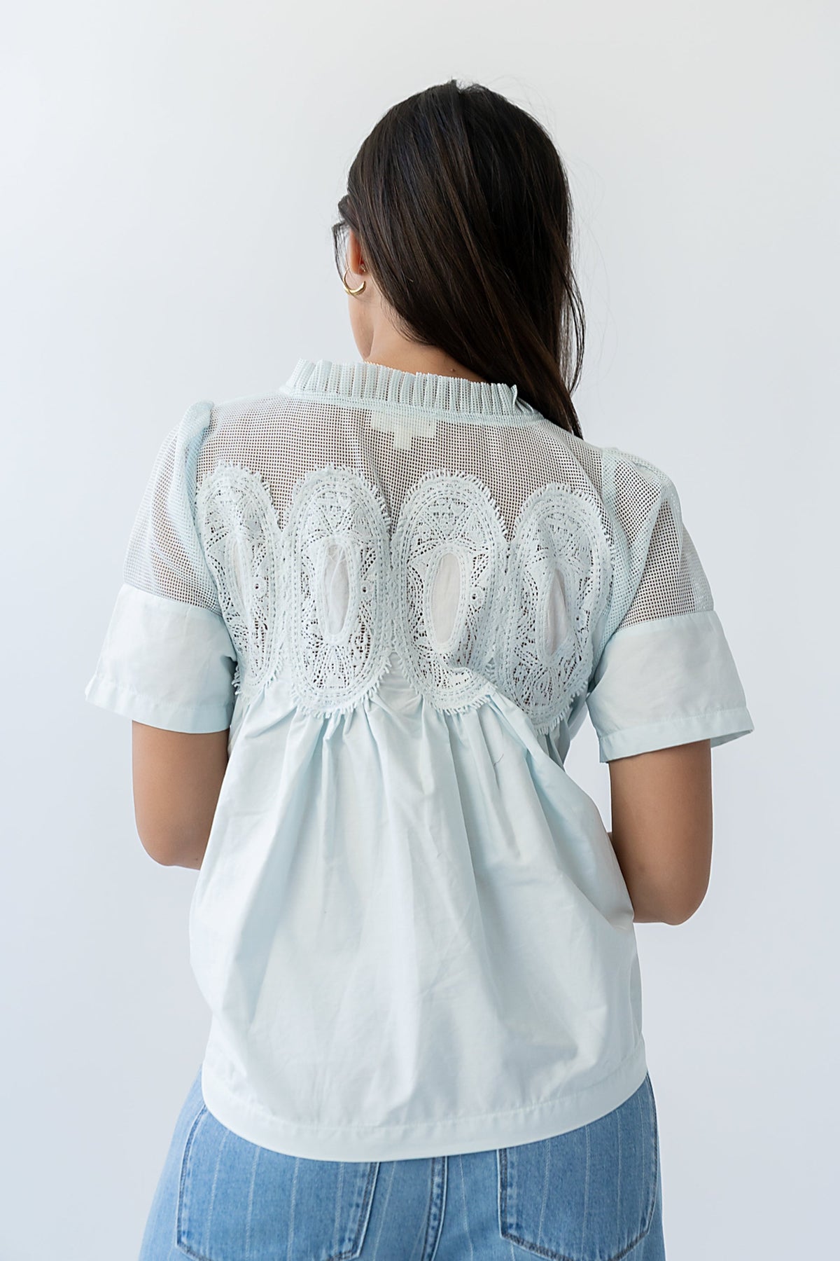 Estelle Mesh Top in Light Blue
