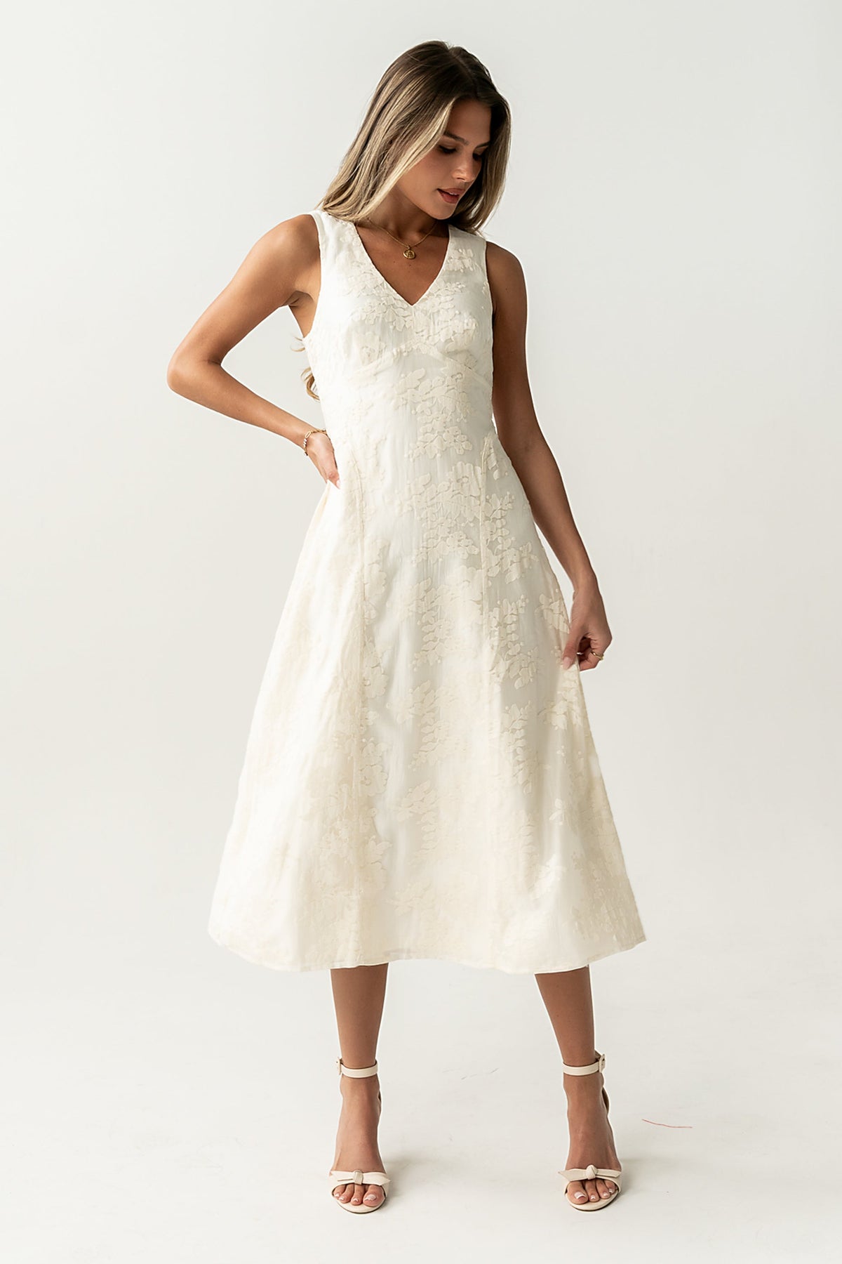 Ariel Embroidered Midi Dress