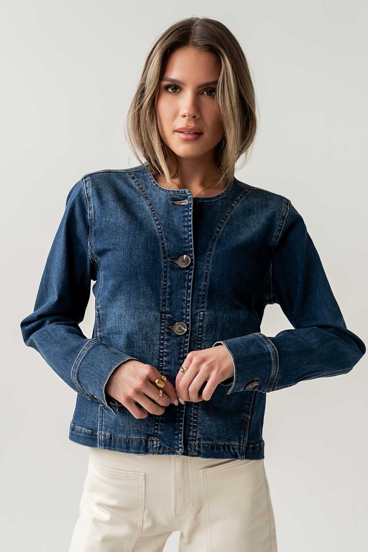 Cozette Barrel Jacket in Dark Wash