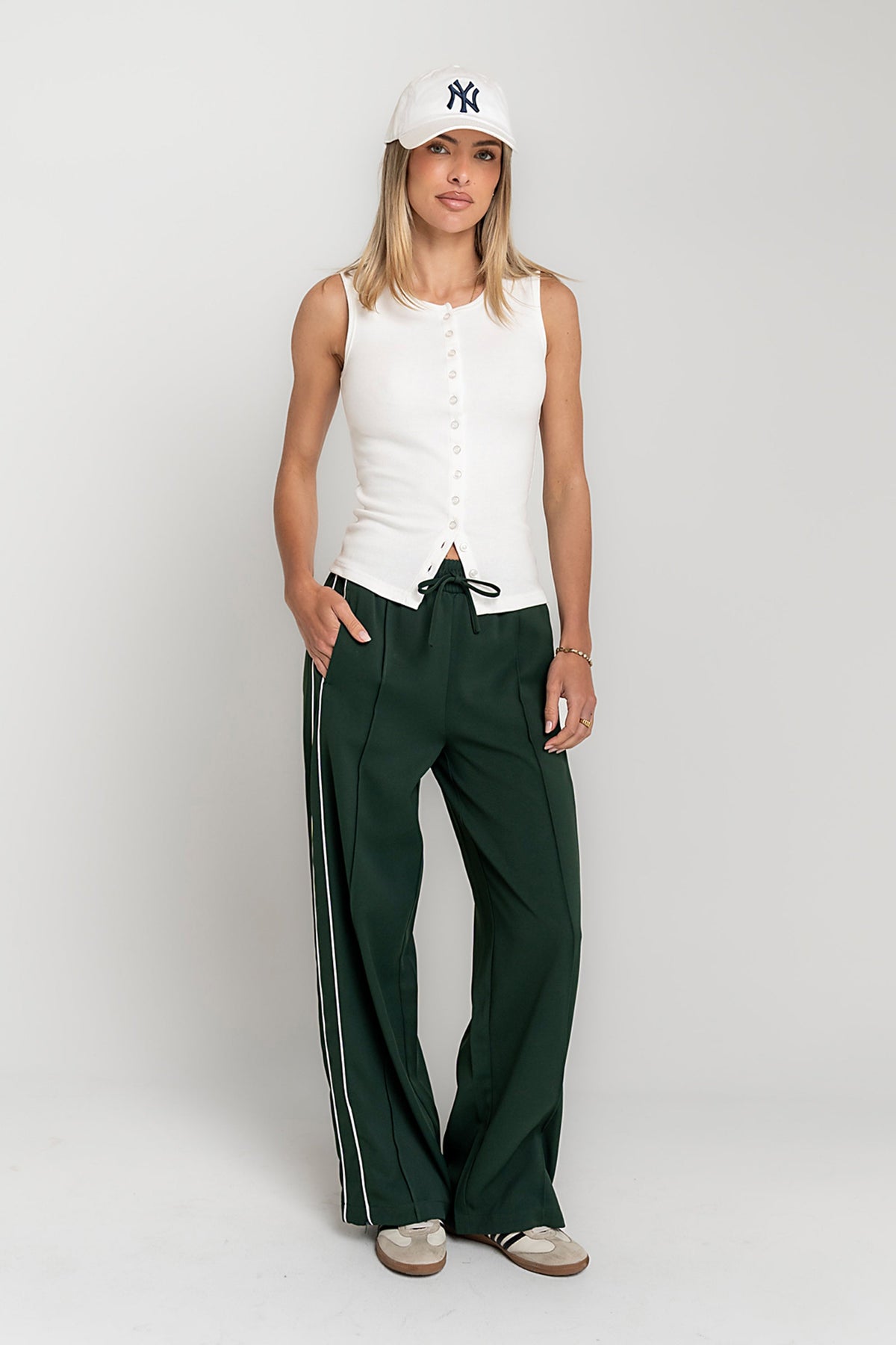 Emily Striped Wide Leg Pants in Green