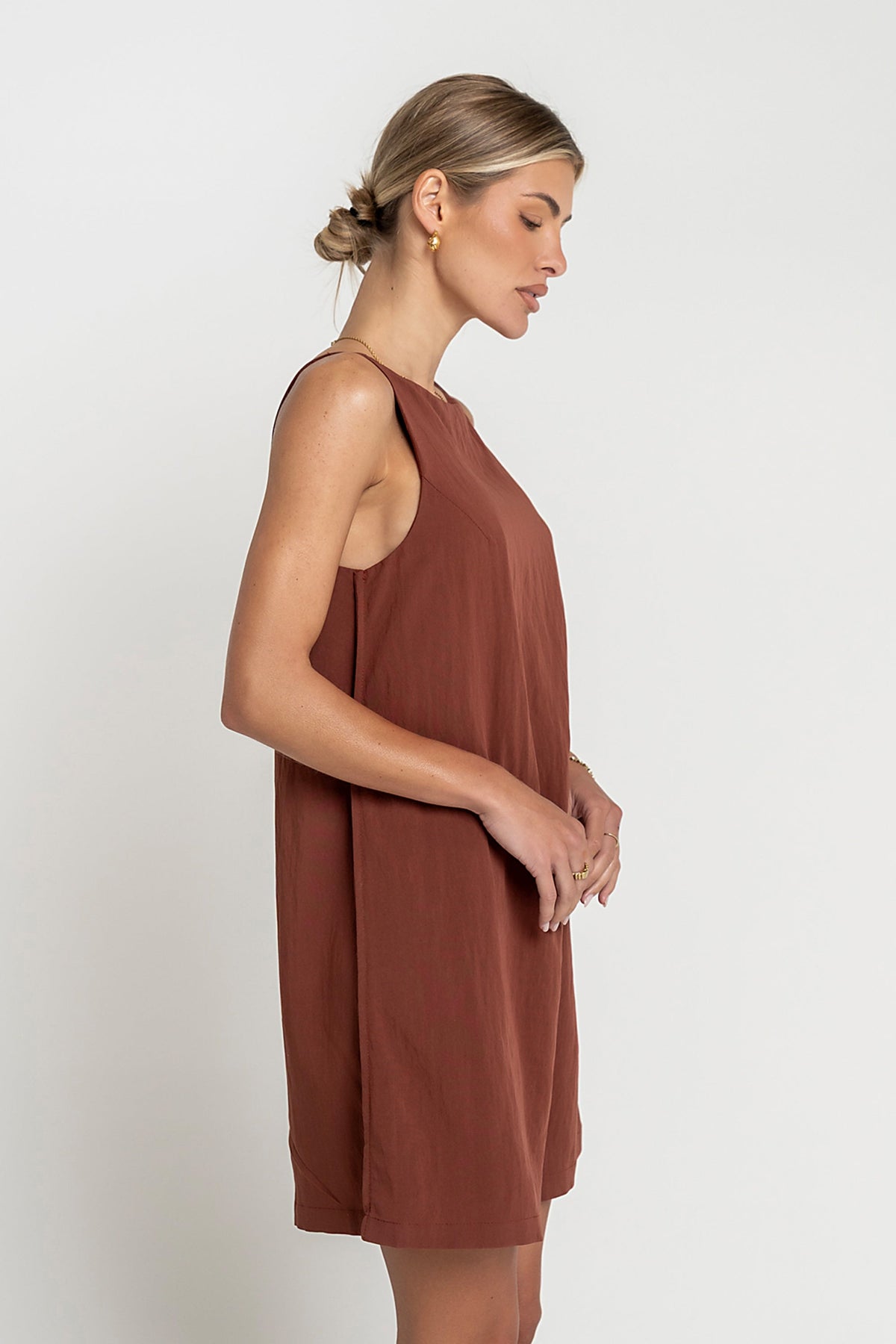 Aria Mini Dress in Brown