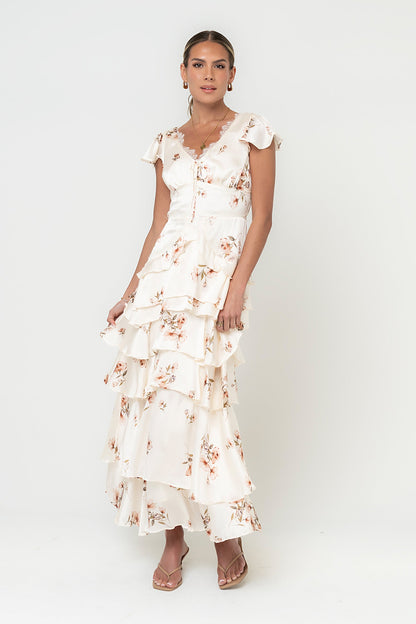 Gigi Ruffle Maxi Dress in Ivory