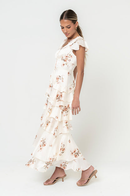 Gigi Ruffle Maxi Dress in Ivory