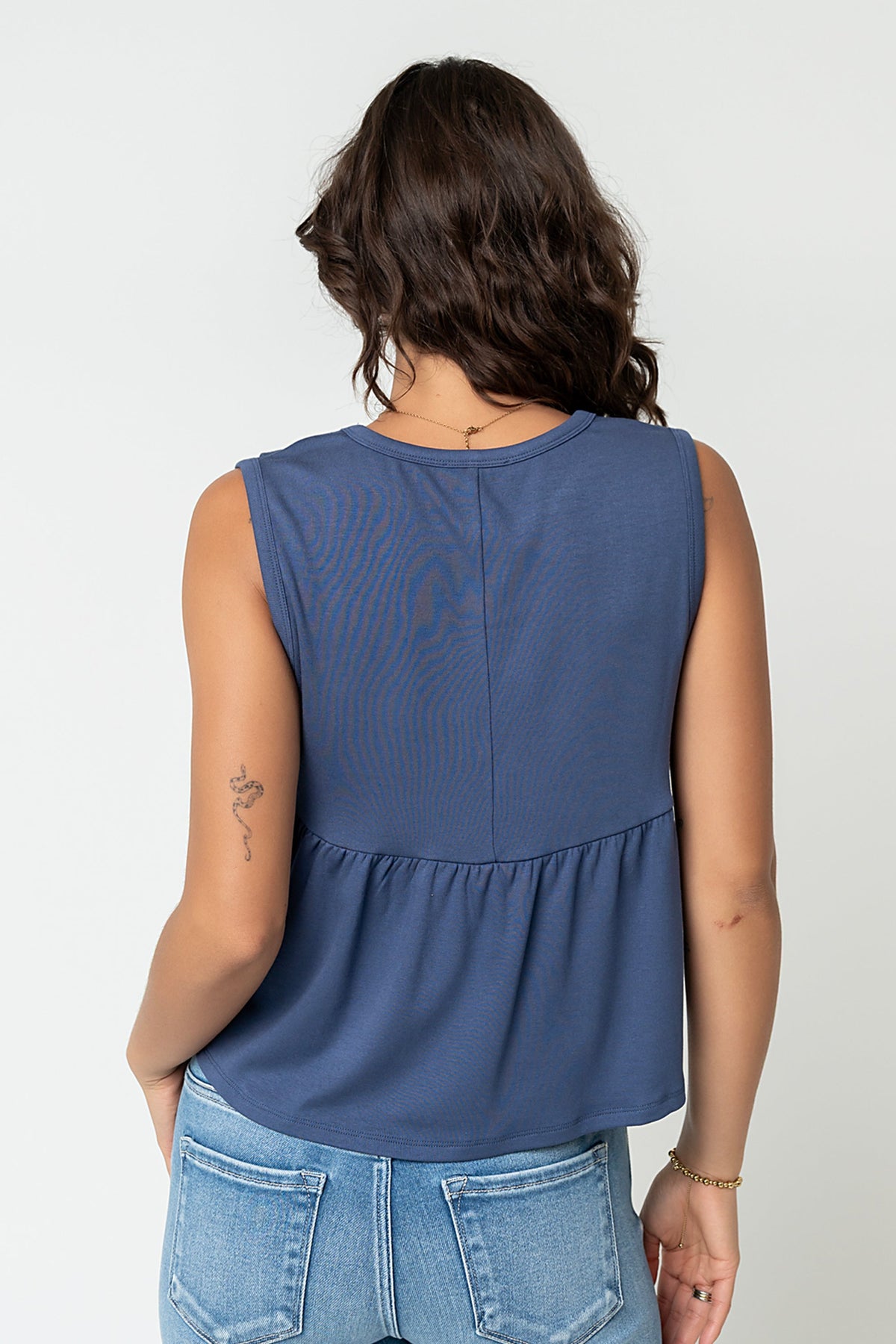 Alice Pintuck Top in Navy