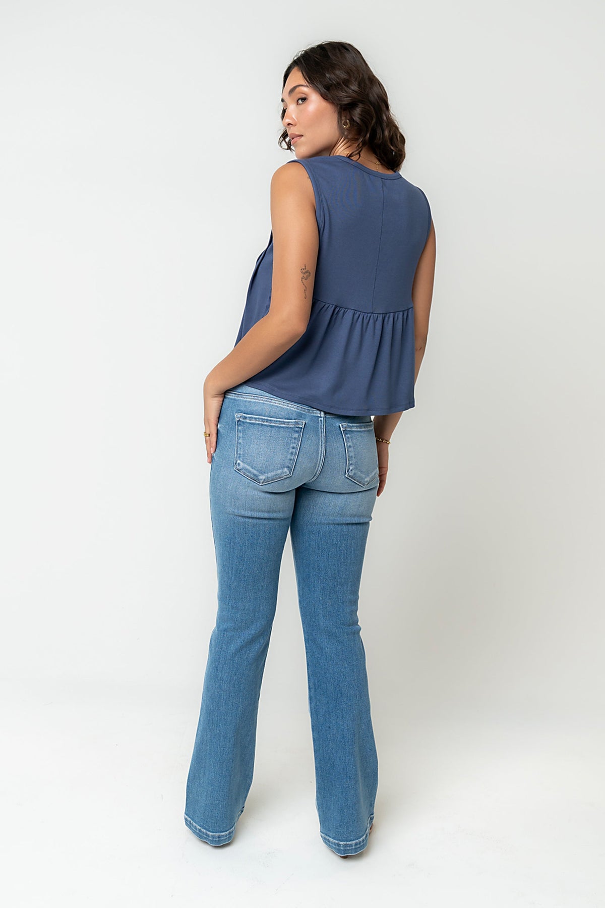 Alice Pintuck Top in Navy