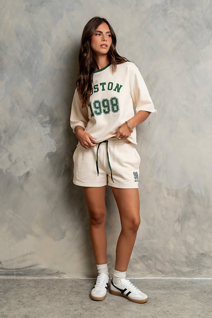 Boston Graphic Drawstring Shorts