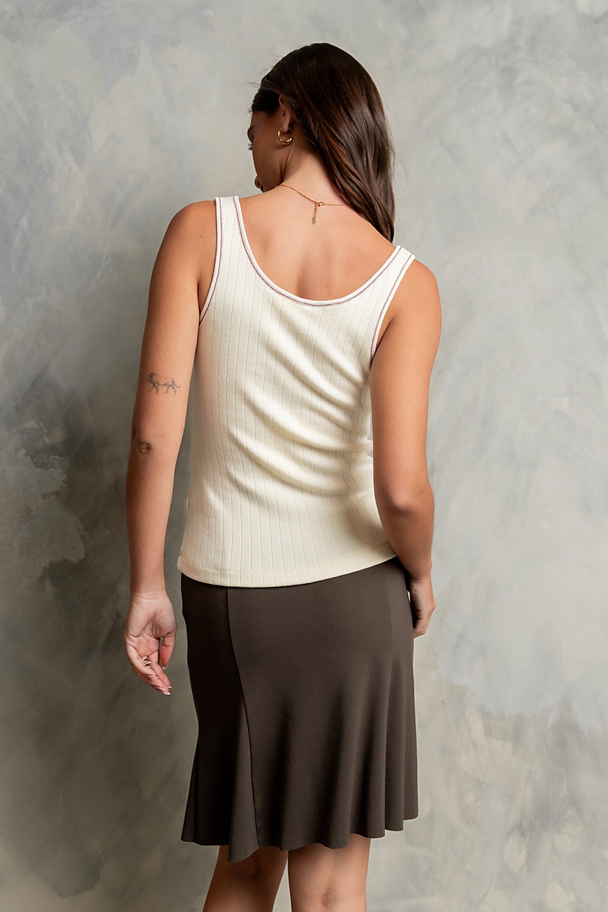 Aubryn Scoop Neck Tank in Cream