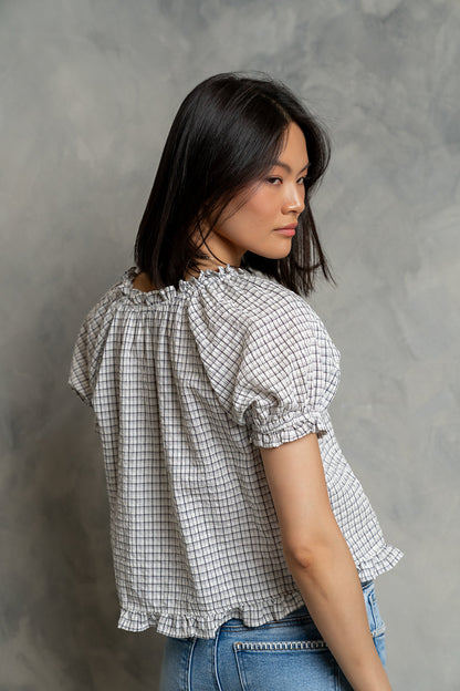 Gabi Plaid Blouse in Ivory