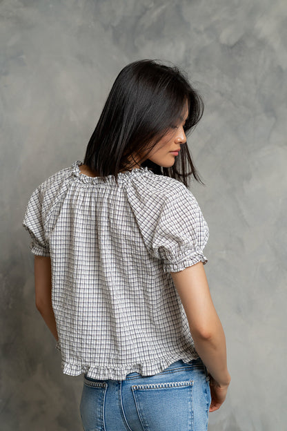 Gabi Plaid Blouse in Ivory