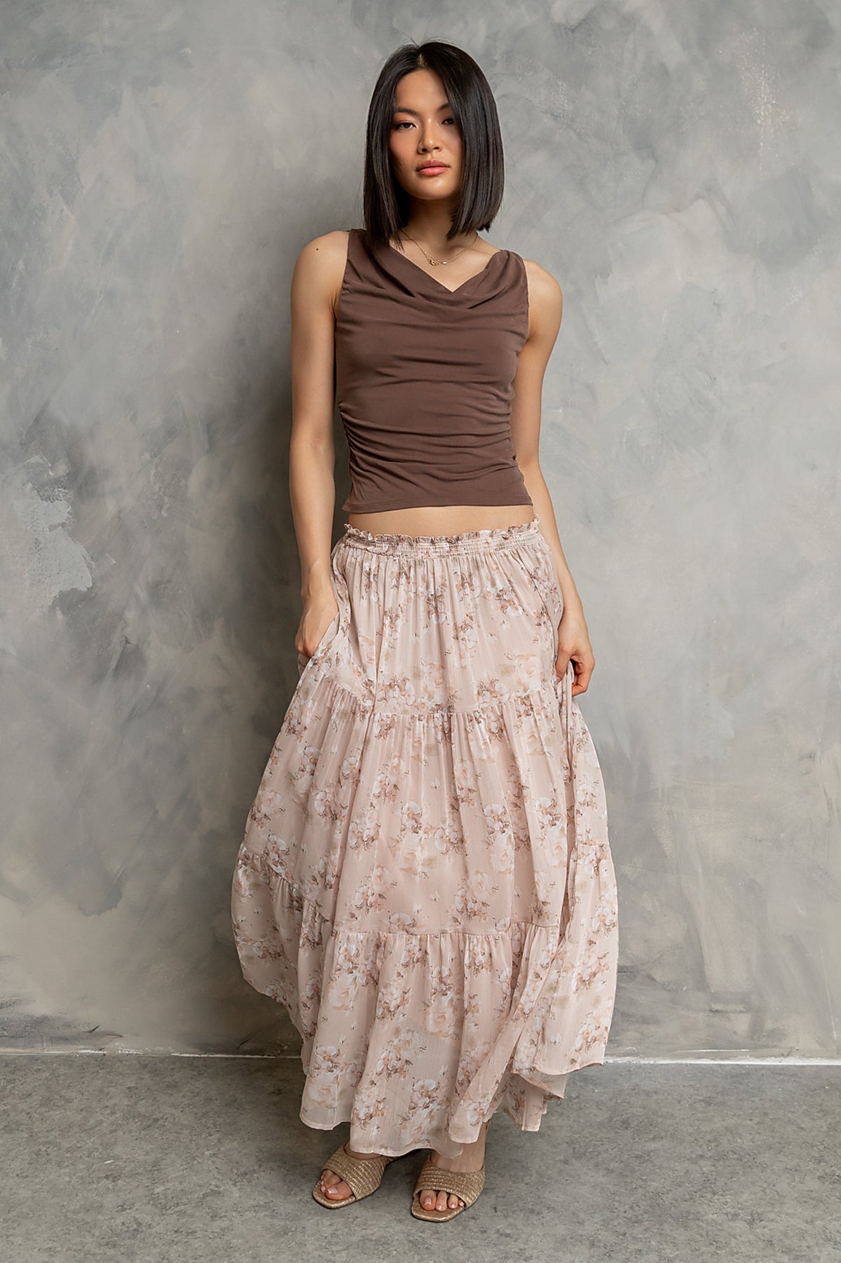 Asa Ruched Tank Top in Mocha