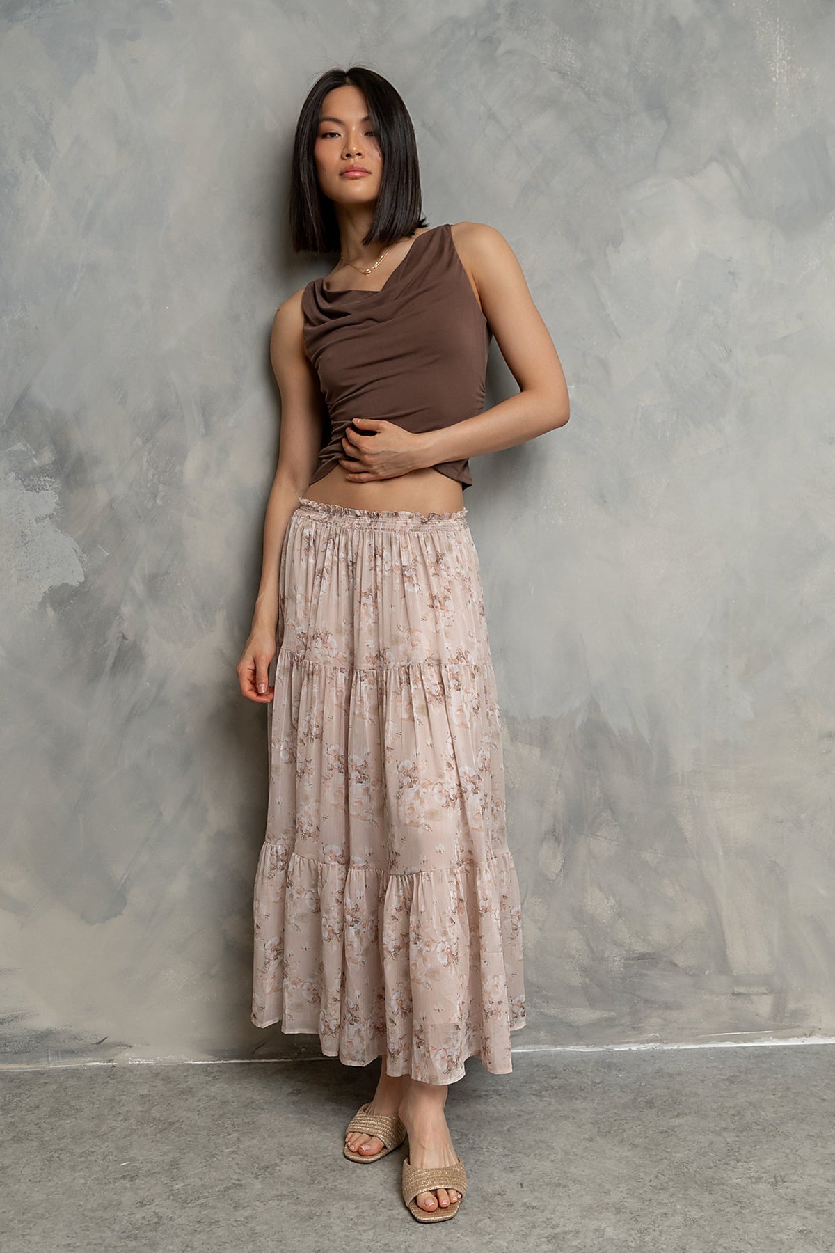 Asa Ruched Tank Top in Mocha