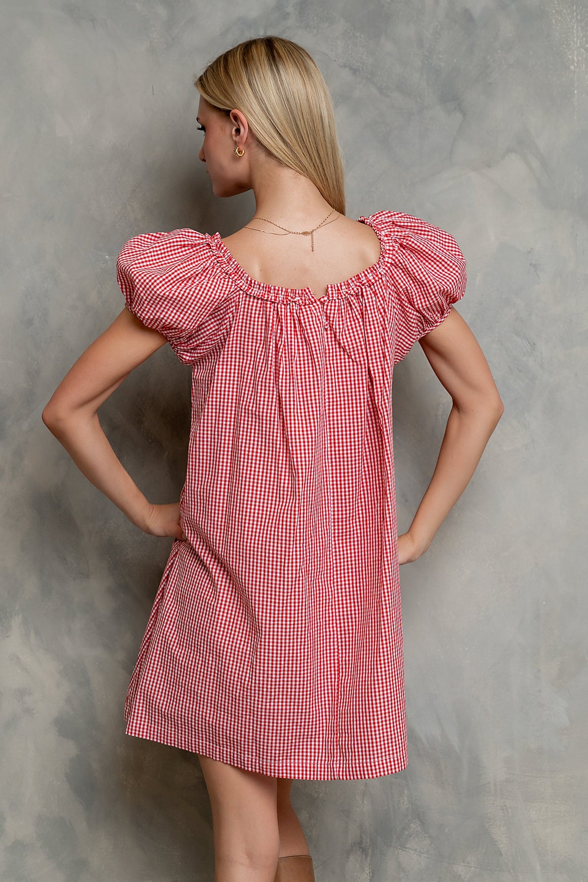Evelyn Gingham Dress in Red