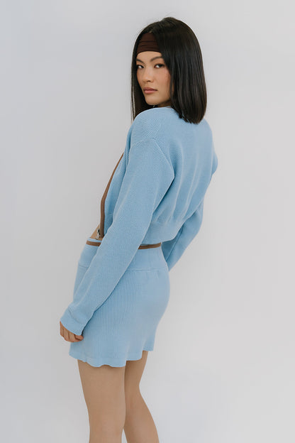 Coco Zip Up Sweater in Blue