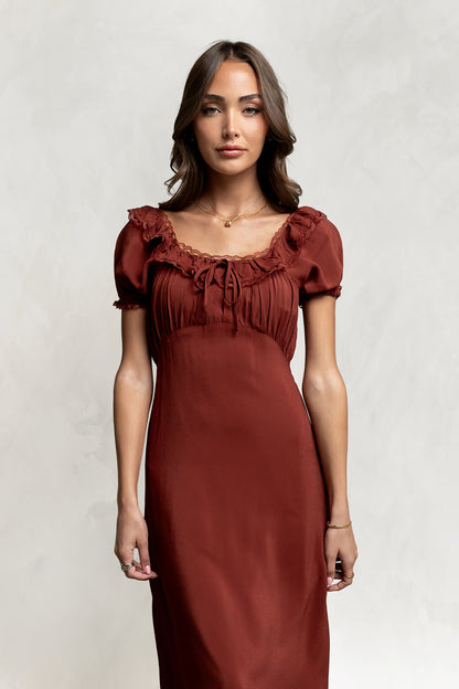 Annelise Maxi Dress in Red-Brown