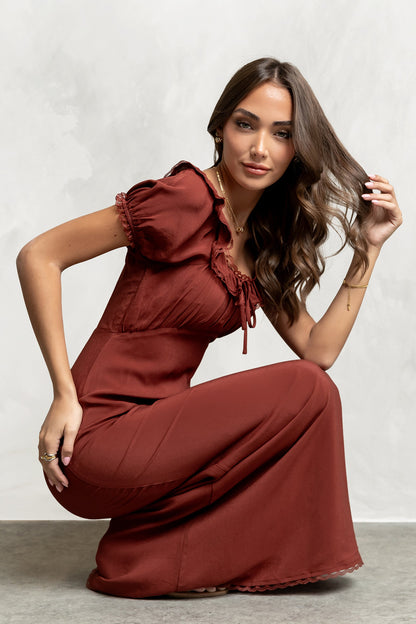 Annelise Maxi Dress in Red-Brown