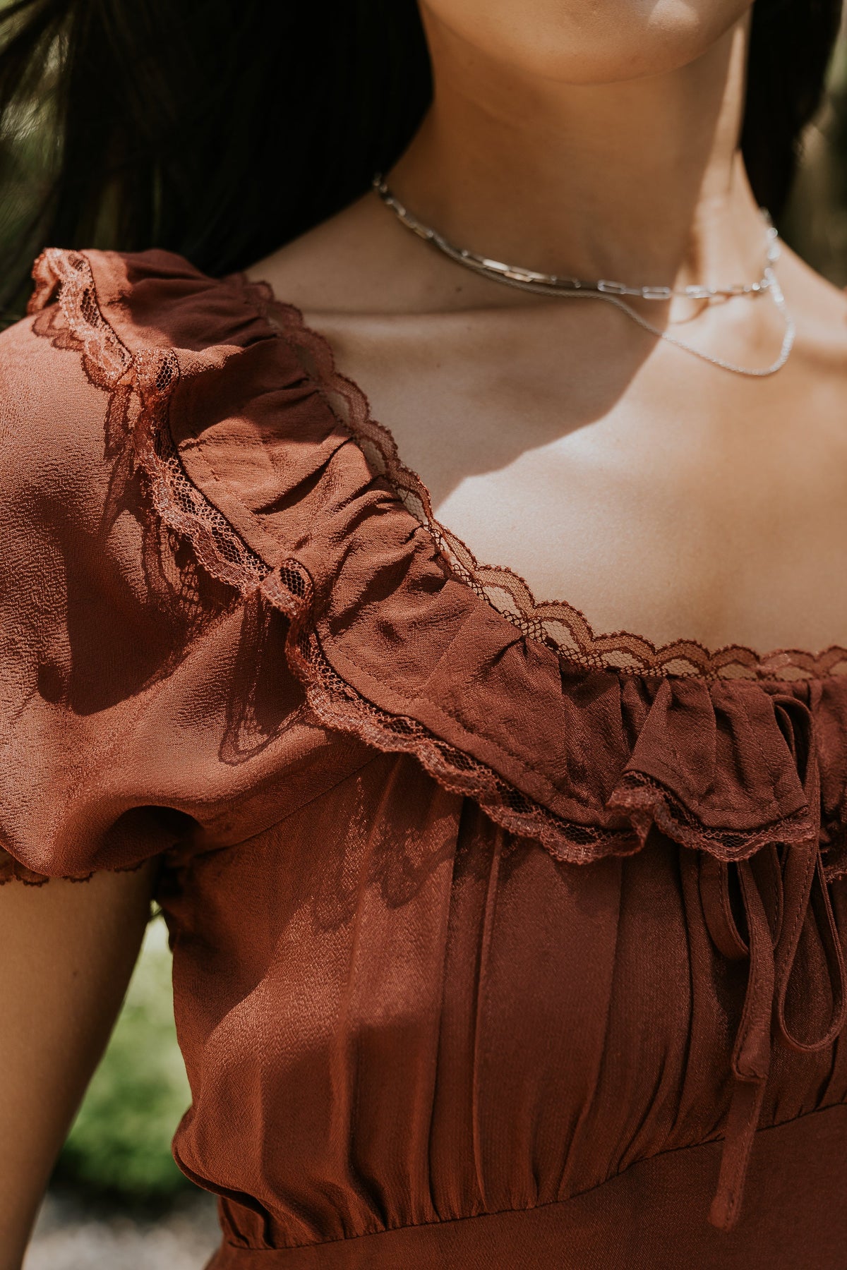Annelise Maxi Dress in Red-Brown