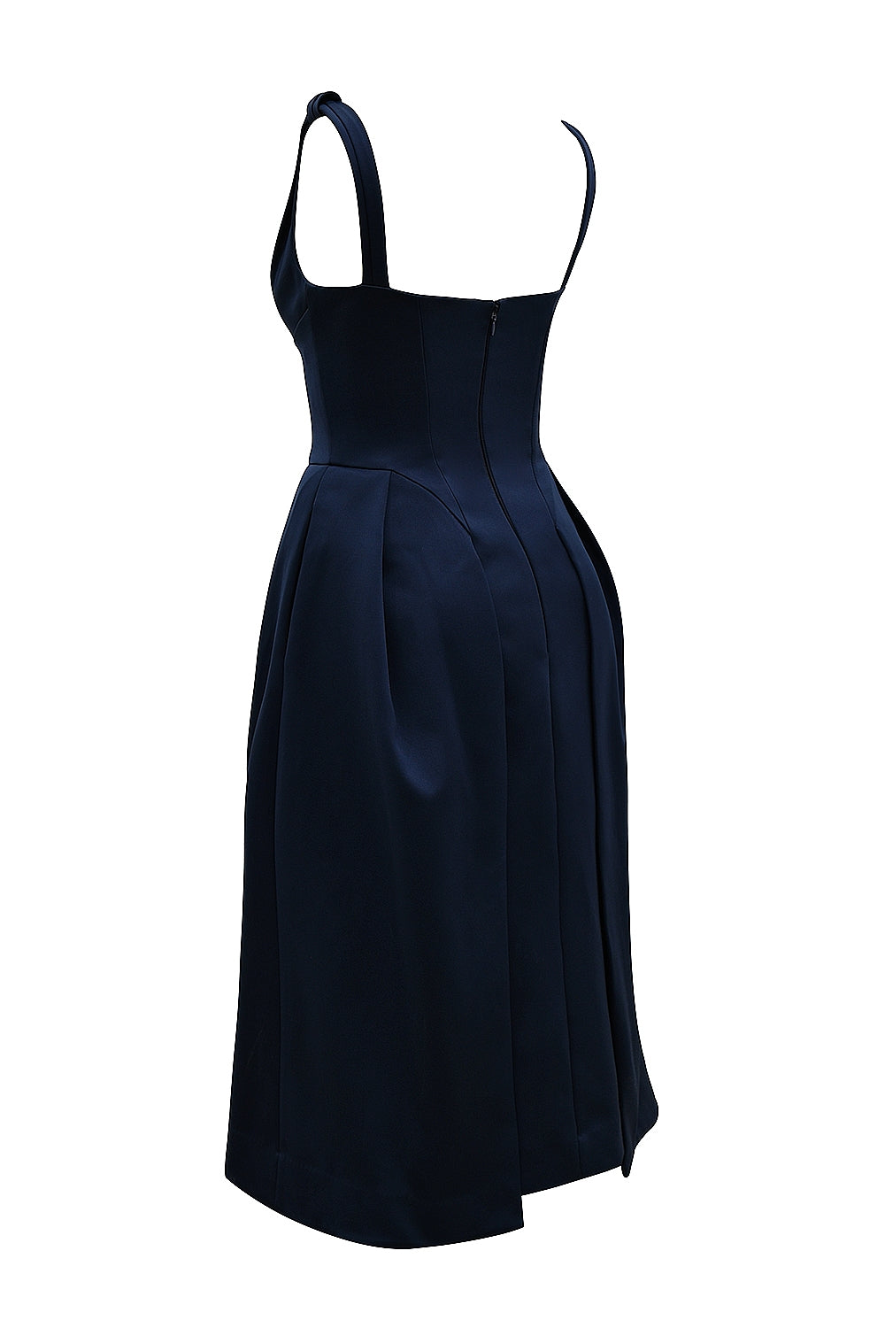 midnight twist strap satin midi dress - sale