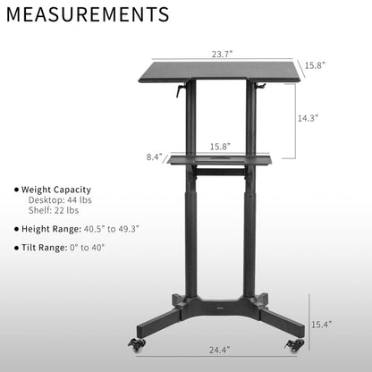 Height Adjustable Mobile Podium Cart