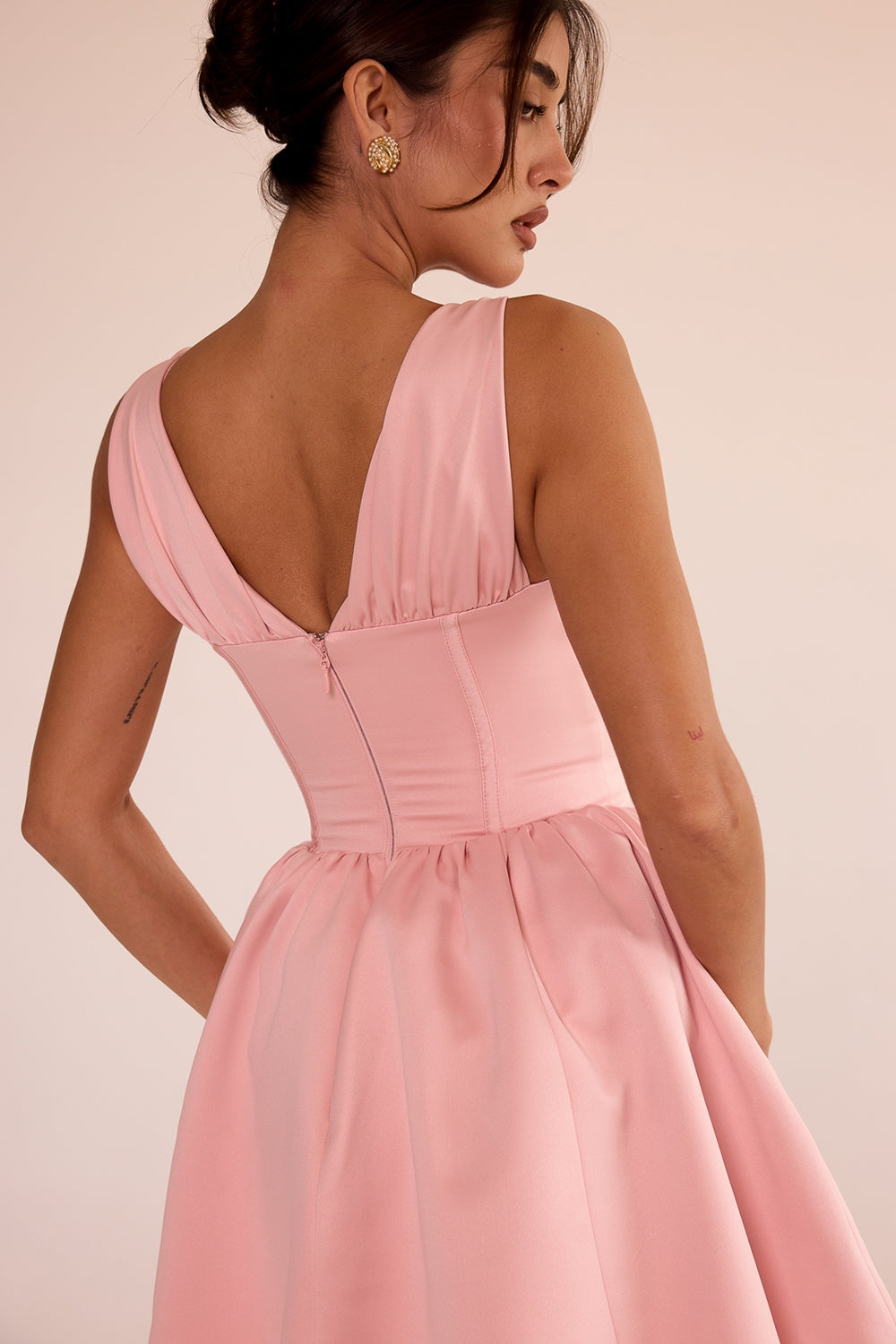 powder pink satin mini dress - sale
