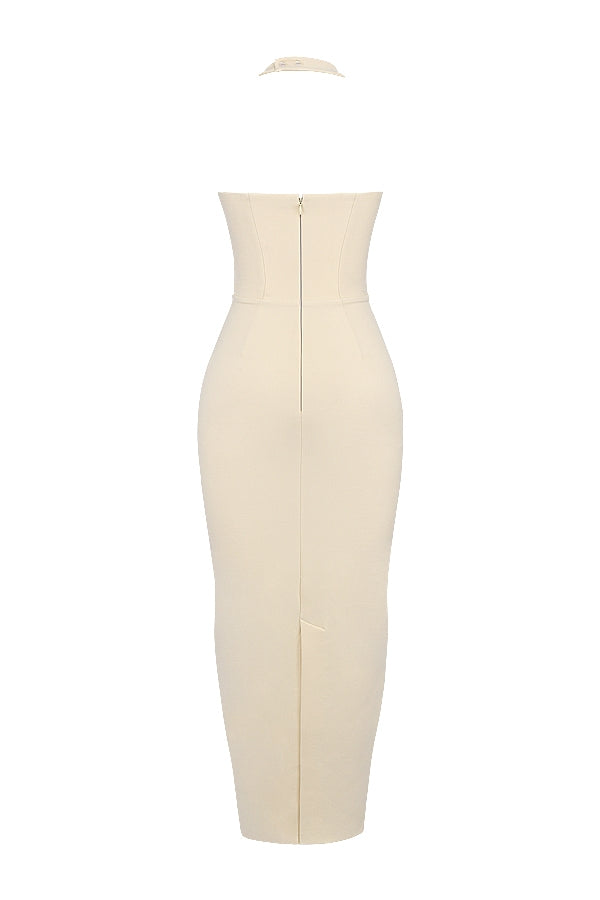 ecru halter maxi dress