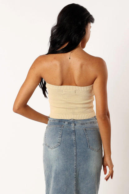 Zia Strapless Knit Top - Lemon