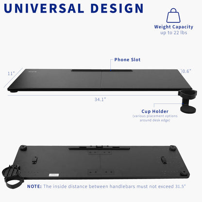 Universal Laptop Treadmill Desk Attachment with Cupholder and Tech Slot