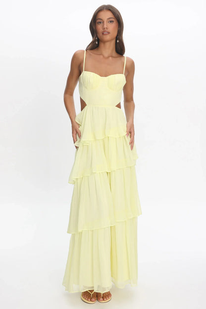 Vianne Tiered Cut-Out Maxi Dress Butter