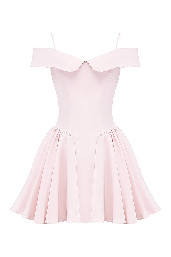 ballerina pink off shoulder mini dress