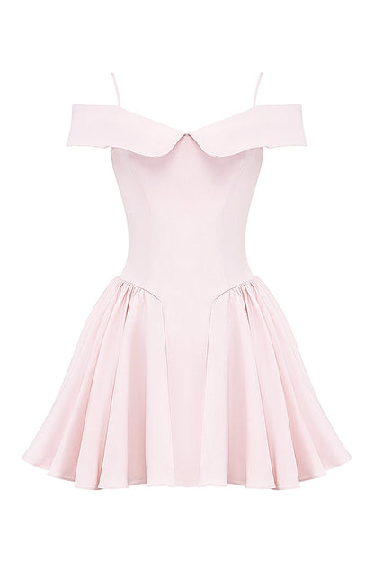 ballerina pink off shoulder mini dress