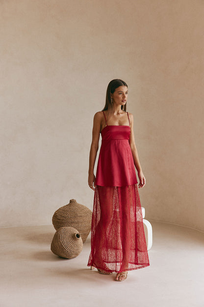 SAMPLE-Dove Dress - Red