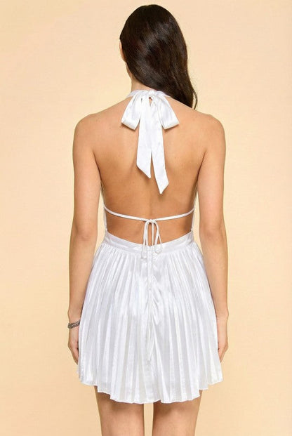 Ethereal Allure Halter Mini Dress - White
