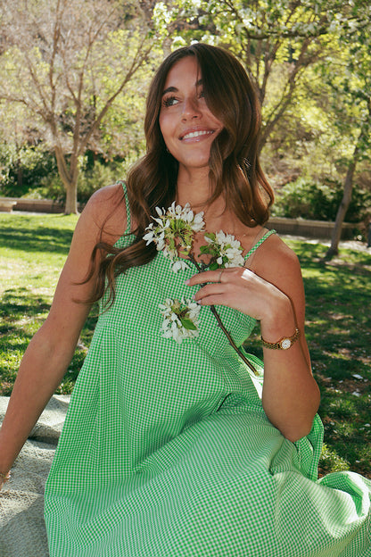 Alice Gingham Midi in Apple Green