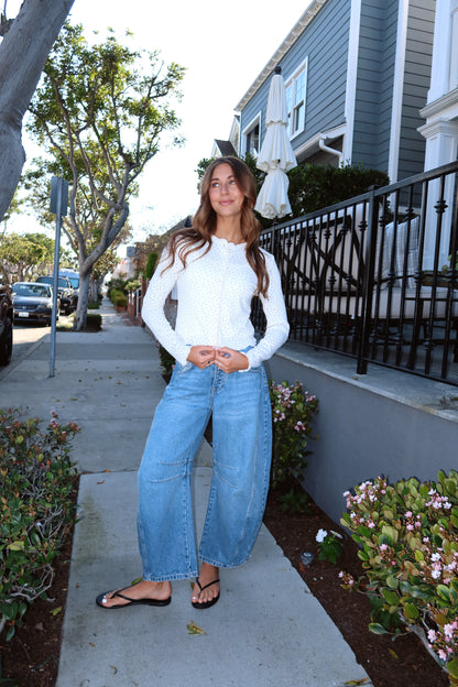 Allie Pointelle Knit Top in Cream