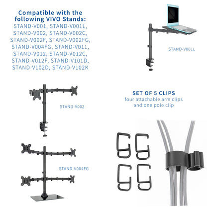 Set of five cable management clips.