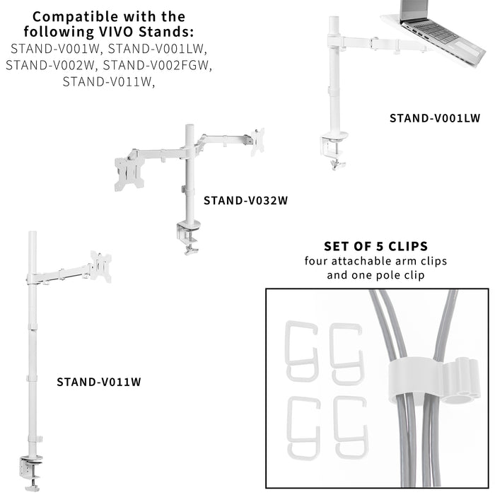 4" Cable Clip Kit for Monitor Stand with allen wrench storage