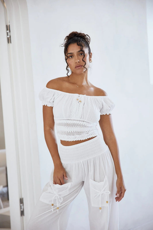 Coastal Breeze Cotton Top- White