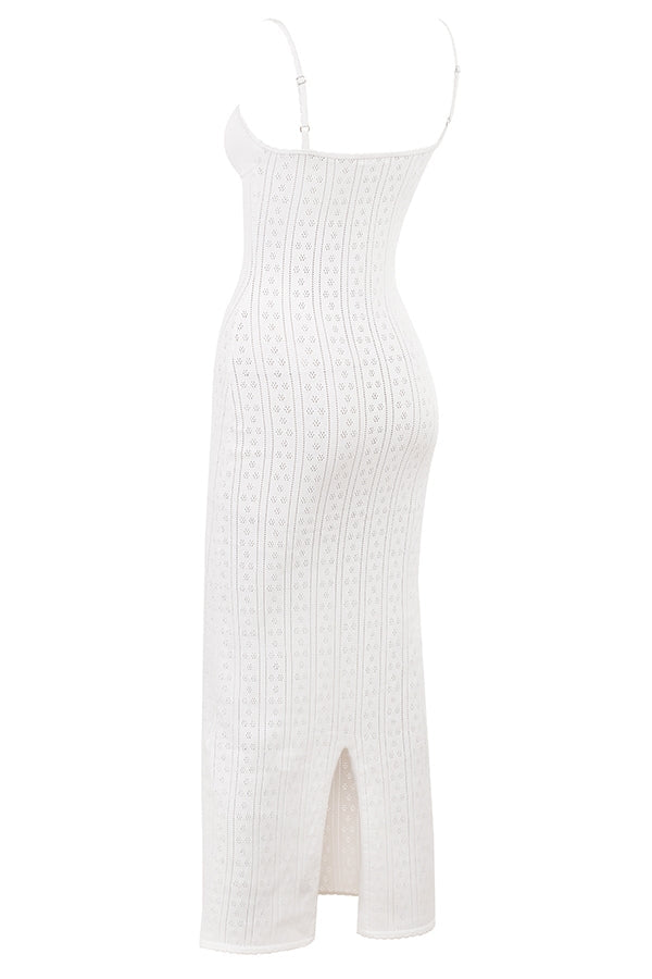white knit maxi dress