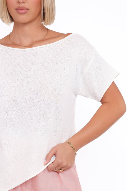 Ardena Boucle Knit Top - Cream