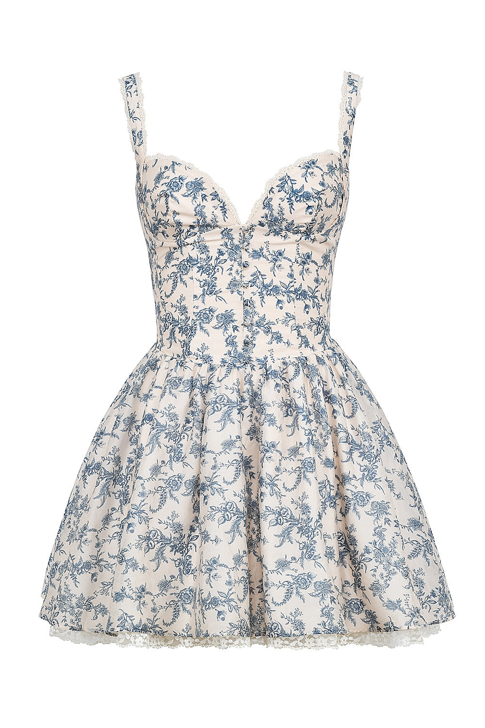 english porcelain print corset mini dress