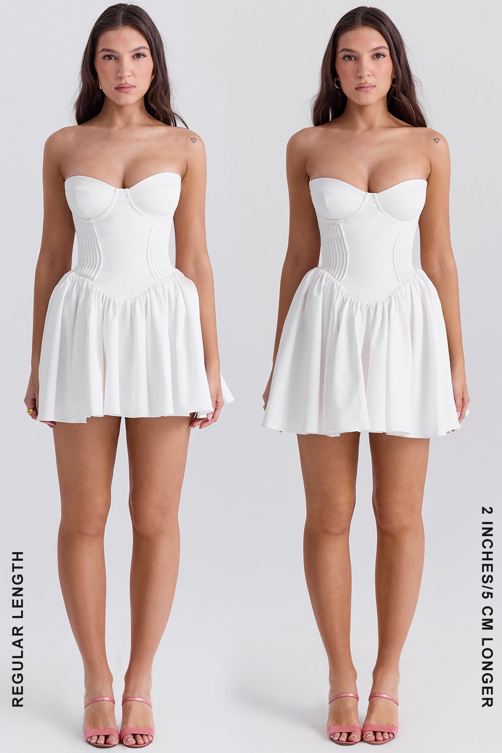 white strapless corset mini dress