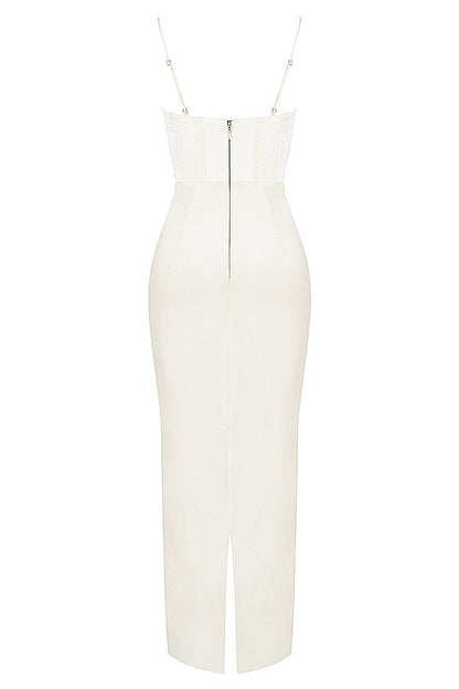 ivory corset maxi dress