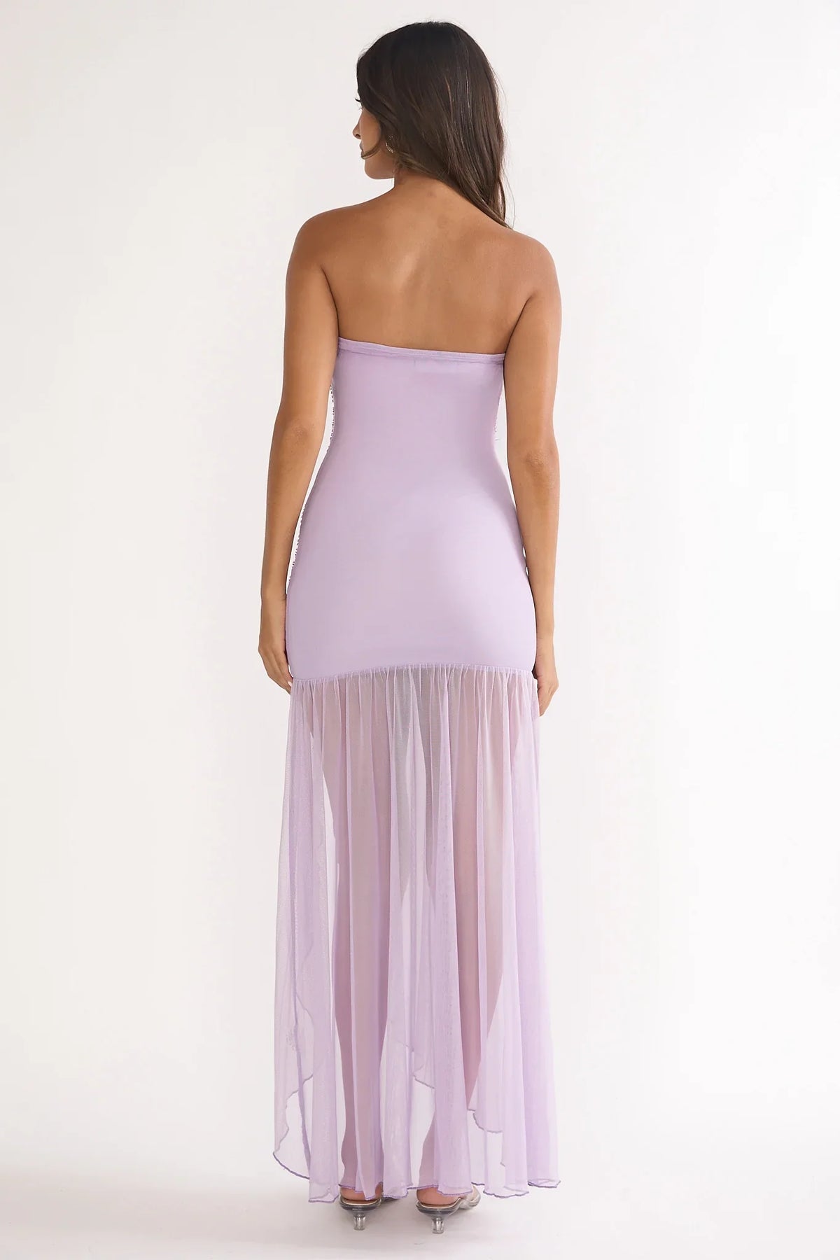 Jezra Strapless Sequin Embellished Maxi Dress Purple