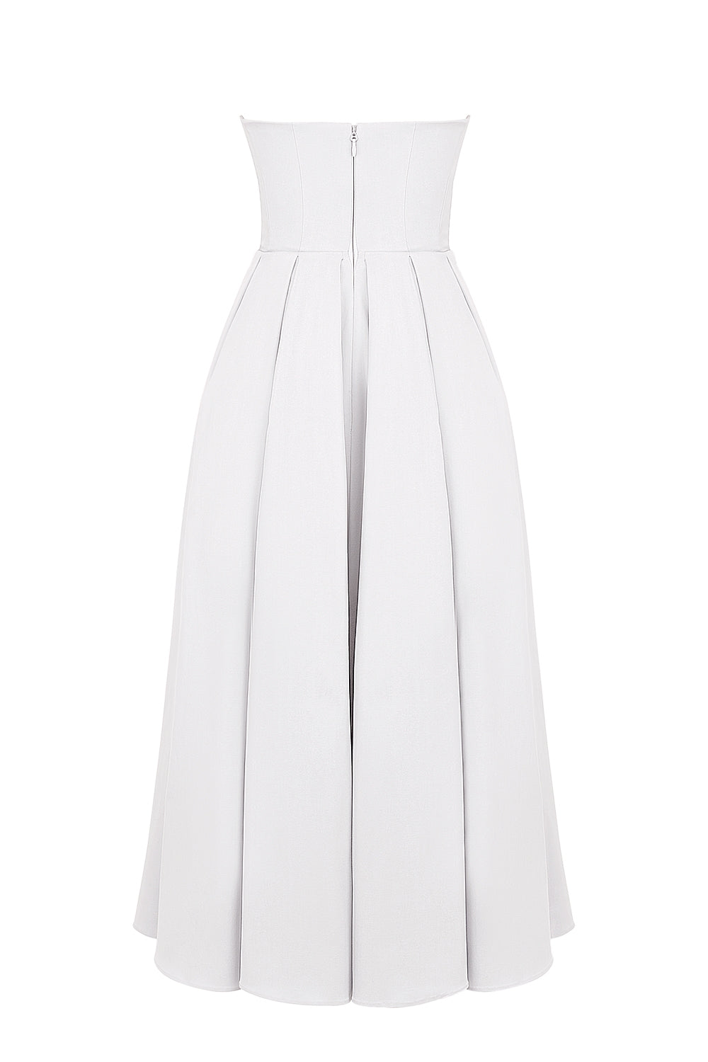 white strapless midi sundress