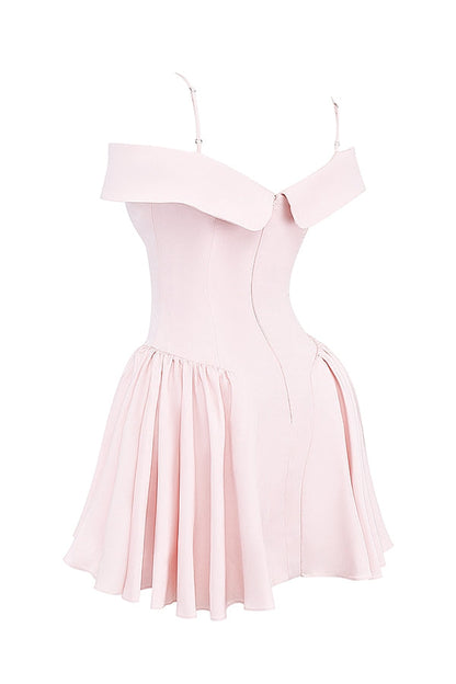 ballerina pink off shoulder mini dress