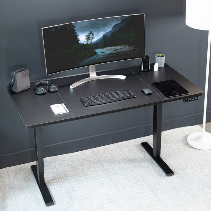 Wide sturdy desk tabletop for office workstation.
